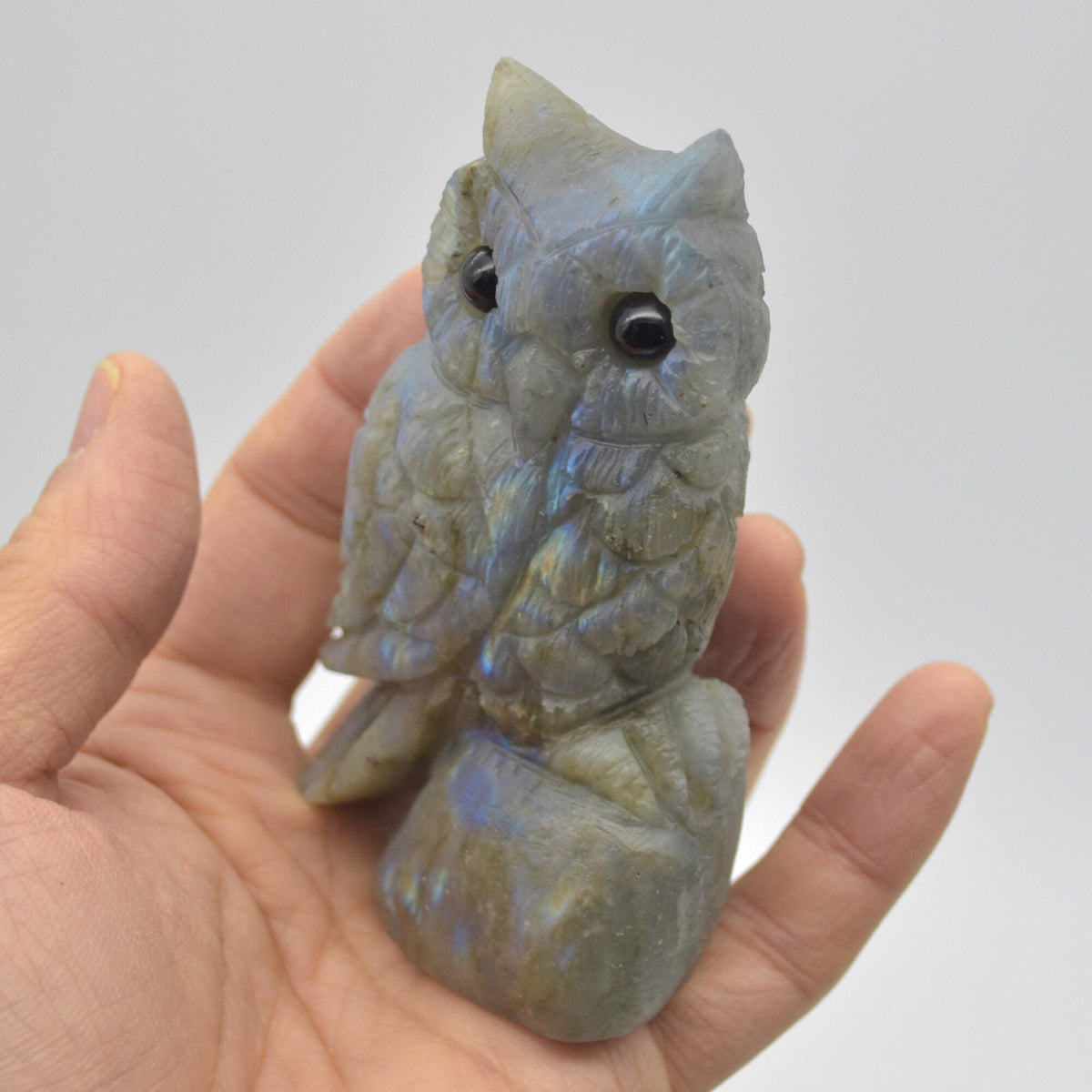 Labradorite Crystal Carved Owl - 10cm - 238 grams #13