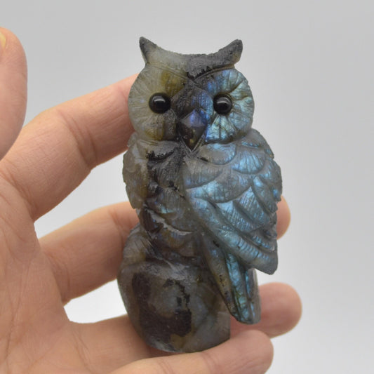 Labradorite Crystal Carved Owl - 8.5cm - 138 grams #10