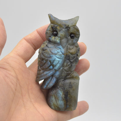 Labradorite Crystal Carved Owl - 10cm - 194 grams #11