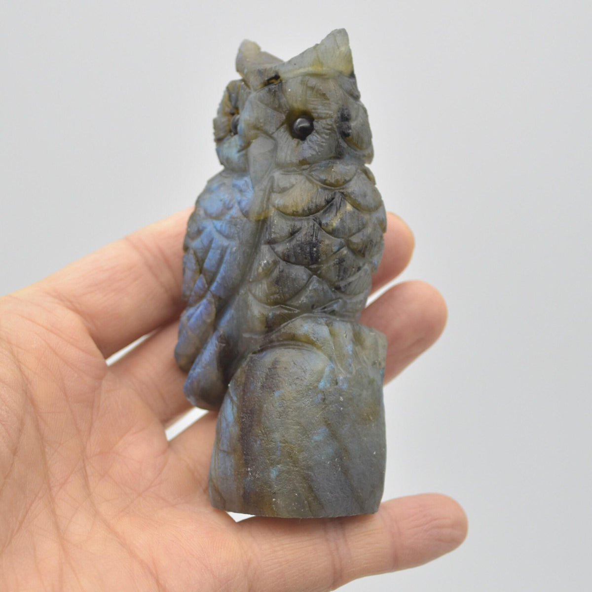 Labradorite Crystal Carved Owl - 10cm - 194 grams #11