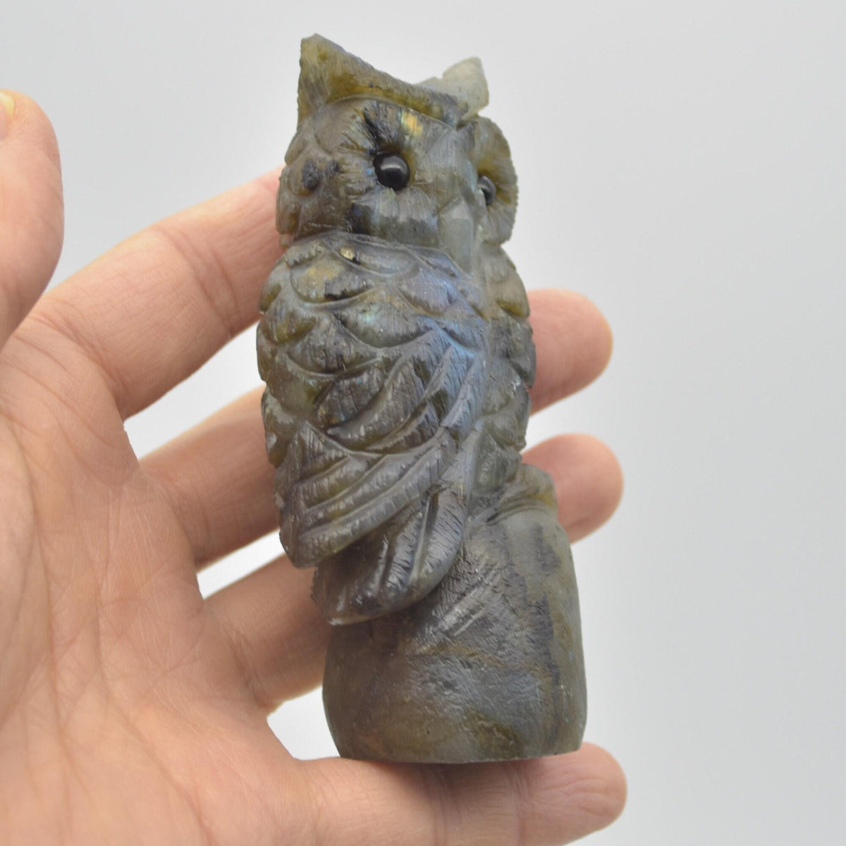 Labradorite Crystal Carved Owl - 10cm - 194 grams #11