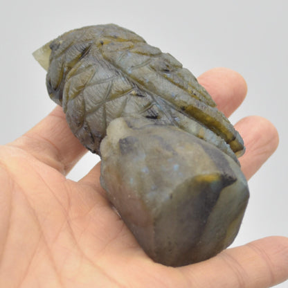 Labradorite Crystal Carved Owl - 10cm - 194 grams #11