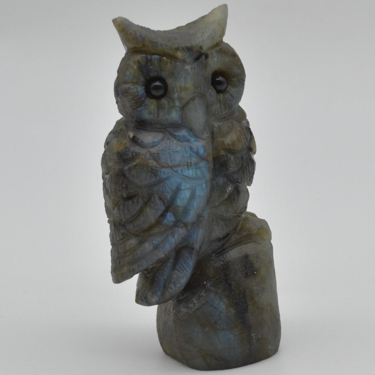 Labradorite Crystal Carved Owl - 10cm - 194 grams #11