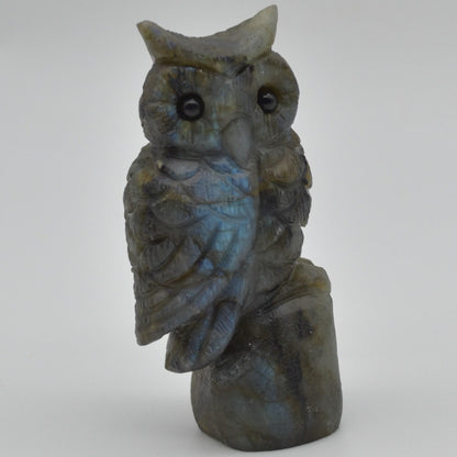 Labradorite Crystal Carved Owl - 10cm - 194 grams #11