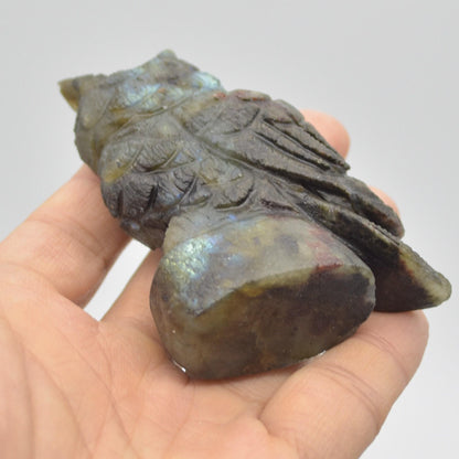 Labradorite Crystal Carved Owl - 8cm - 148 grams #09