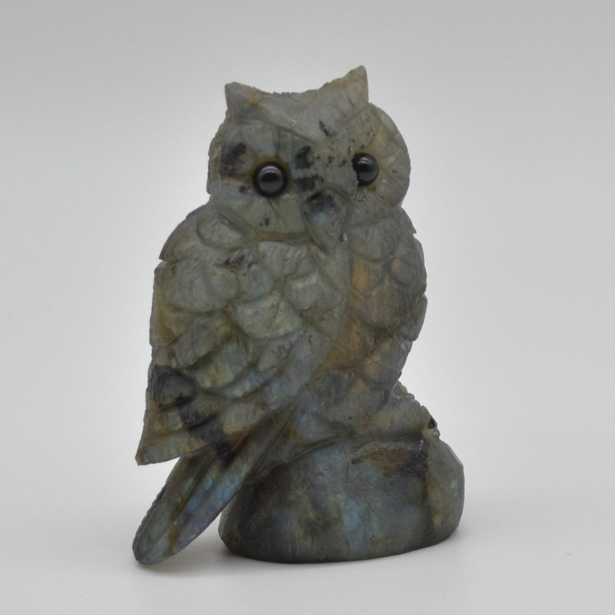 Labradorite Crystal Carved Owl - 8.5cm - 199 grams #07