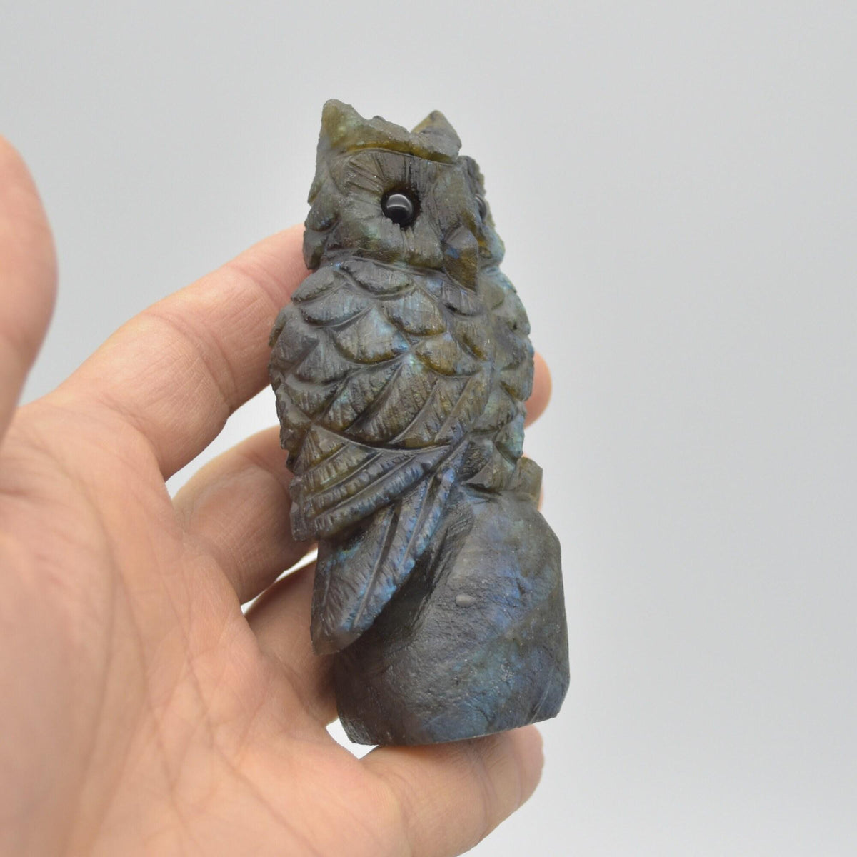 Labradorite Crystal Carved Owl - 9cm - 171 grams #06