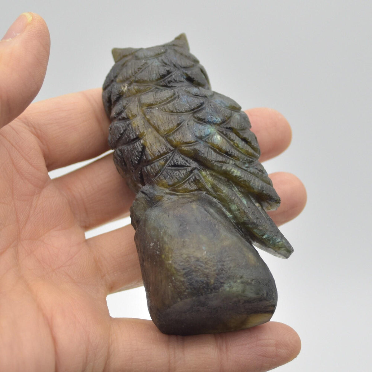 Labradorite Crystal Carved Owl - 9cm - 171 grams #06