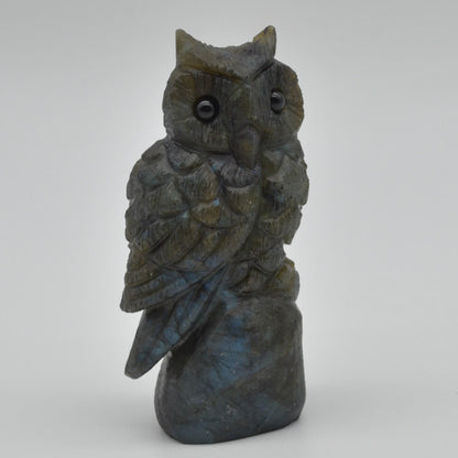 Labradorite Crystal Carved Owl - 9cm - 171 grams #06