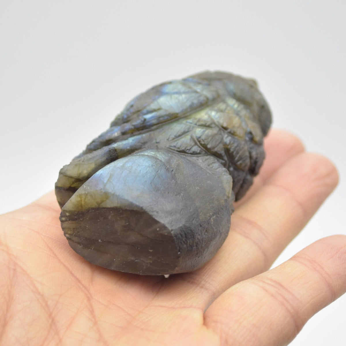 Labradorite Crystal Carved Owl - 8.5cm - 146 grams #04