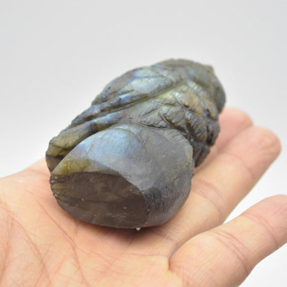 Labradorite Crystal Carved Owl - 8.5cm - 146 grams #04