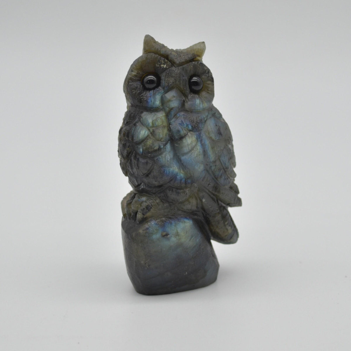 Labradorite Crystal Carved Owl - 8.5cm - 146 grams #04