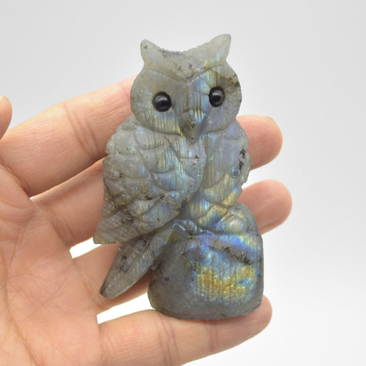 Labradorite Crystal Carved Owl - 8cm - 125 grams #03