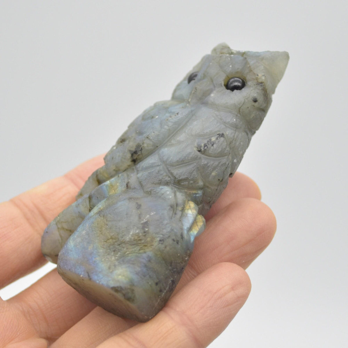 Labradorite Crystal Carved Owl - 8cm - 125 grams #03