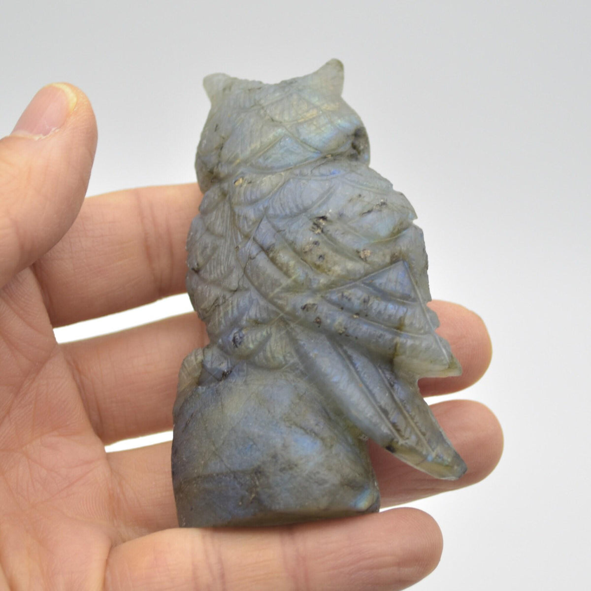 Labradorite Crystal Carved Owl - 8cm - 125 grams #03