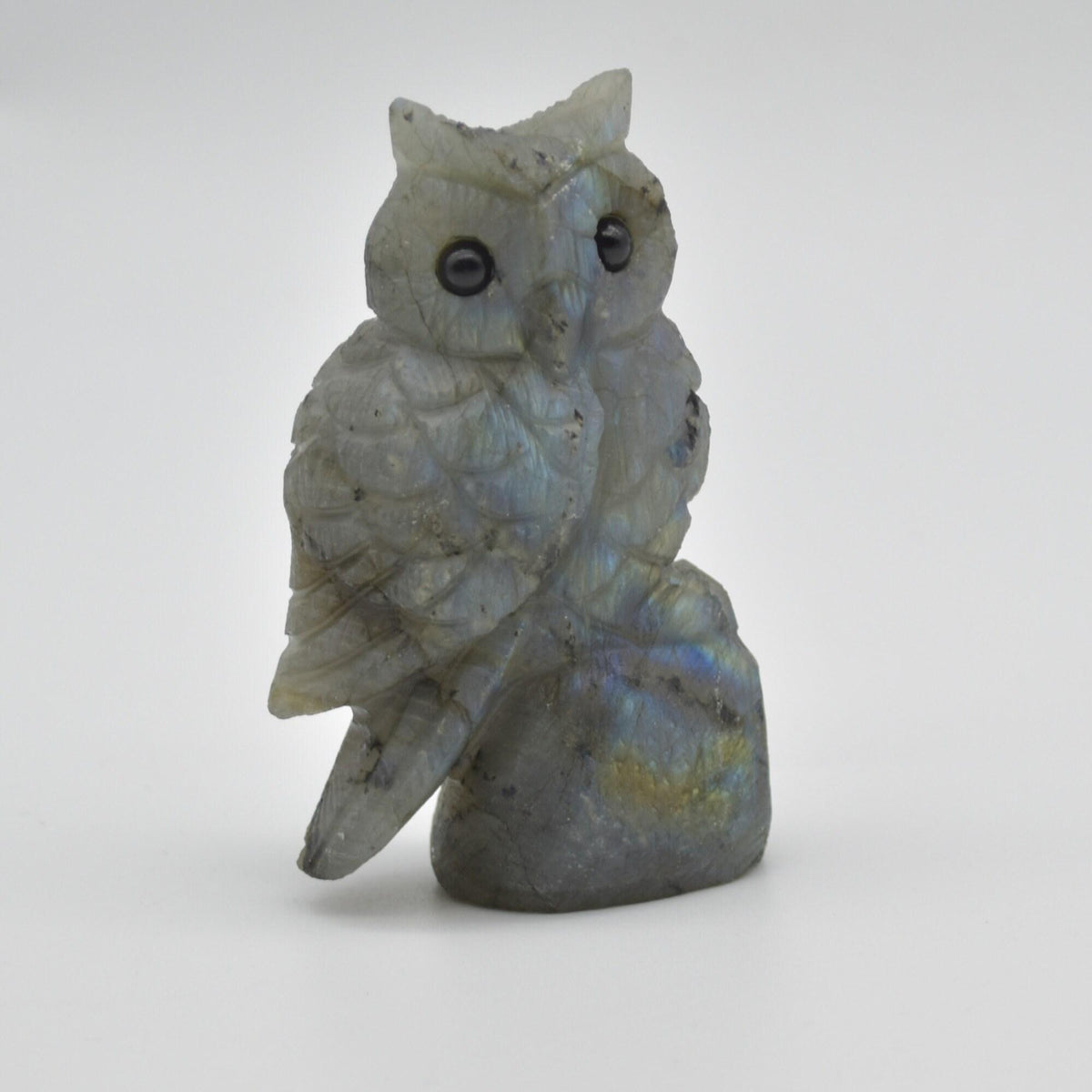 Labradorite Crystal Carved Owl - 8cm - 125 grams #03