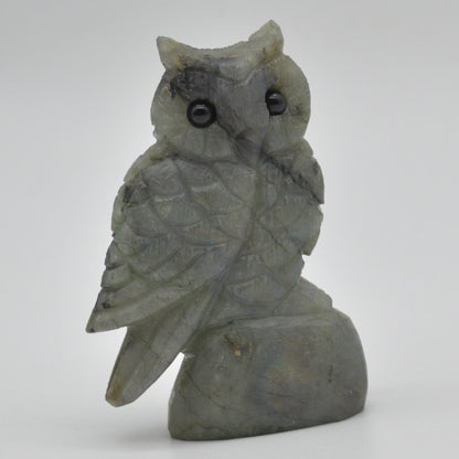 Labradorite Crystal Carved Owl - 8cm - 124 grams #02