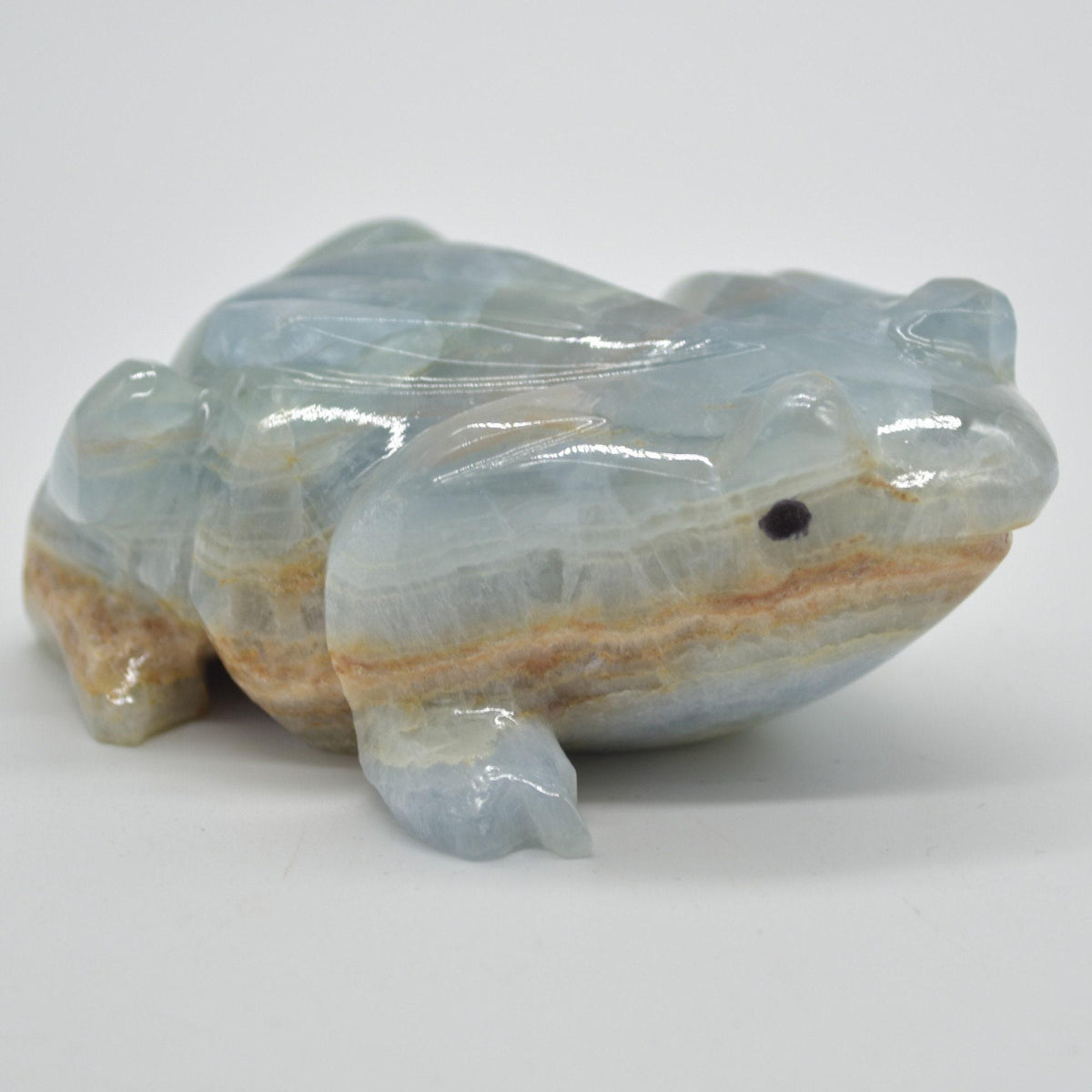 Blue Onyx (Lemurian Aquatine Calcite) Crystal Carved Frog / Toad - 289 grams #04