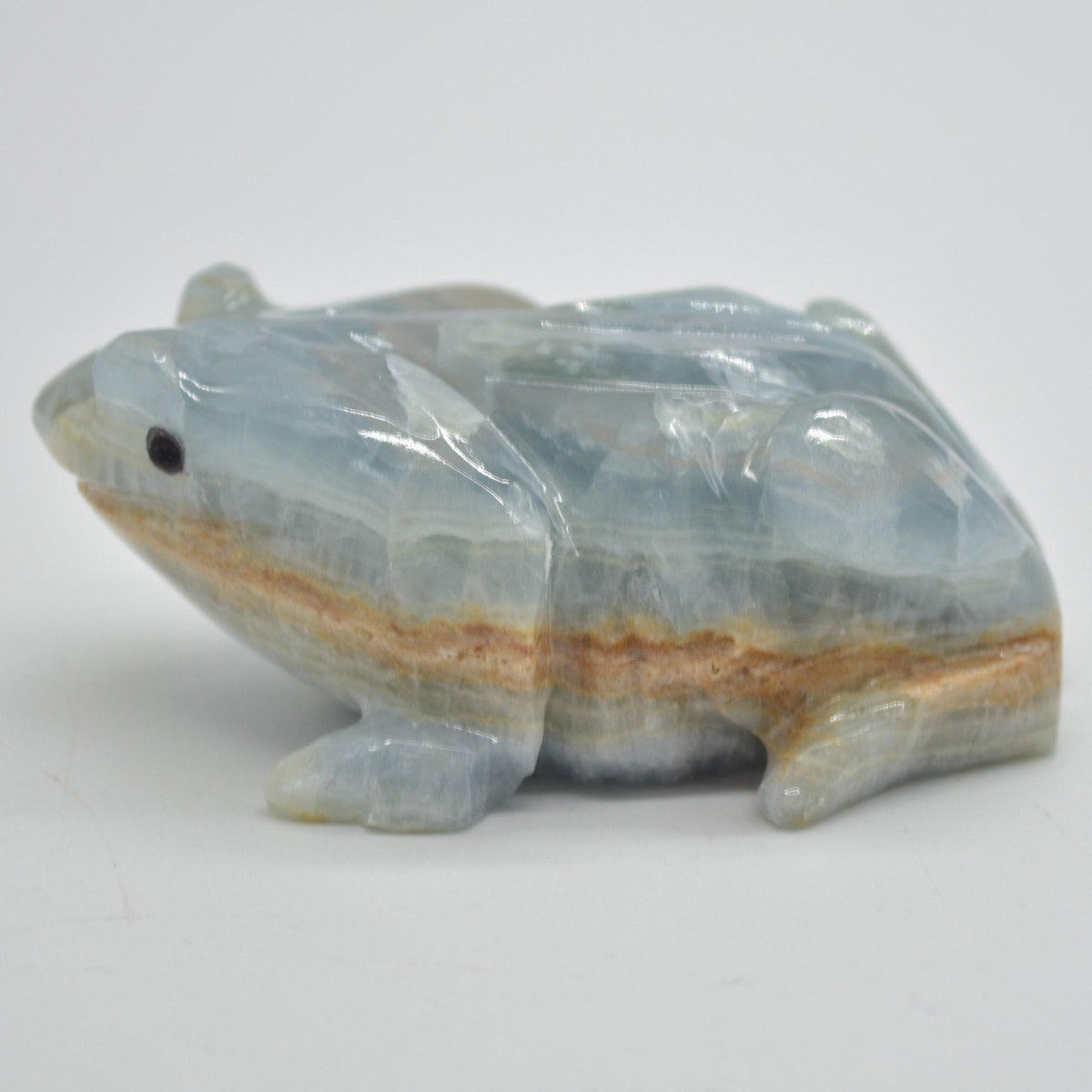 Blue Onyx (Lemurian Aquatine Calcite) Crystal Carved Frog / Toad - 289 grams #04