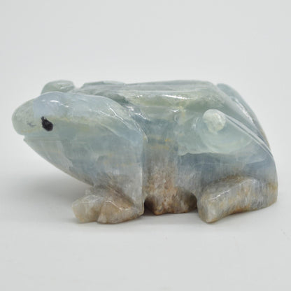 Blue Onyx (Lemurian Aquatine Calcite) Crystal Carved Frog / Toad - 131 grams #02