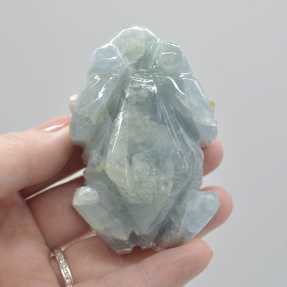 Blue Onyx (Lemurian Aquatine Calcite) Crystal Carved Frog / Toad - 131 grams #02