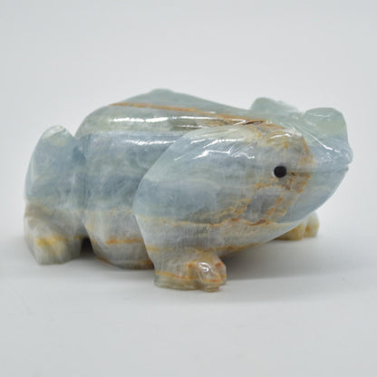 Blue Onyx (Lemurian Aquatine Calcite) Crystal Carved Frog / Toad - 316 grams #01