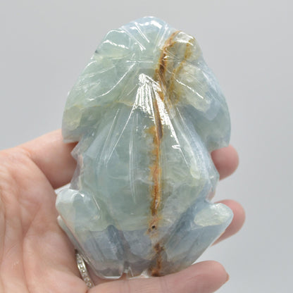 Blue Onyx (Lemurian Aquatine Calcite) Crystal Carved Frog / Toad - 316 grams #01