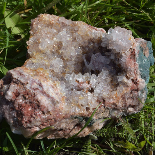 Large Raw Pink Amethyst Crystal Cluster with Stand - 900 grams - 21cm