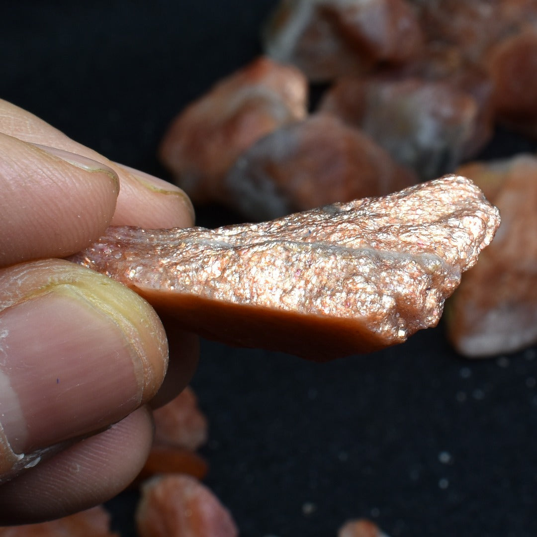 Top Grade Raw Sunstone Heliolite Crystal Nuggets from India - 5 Options - 1 Count