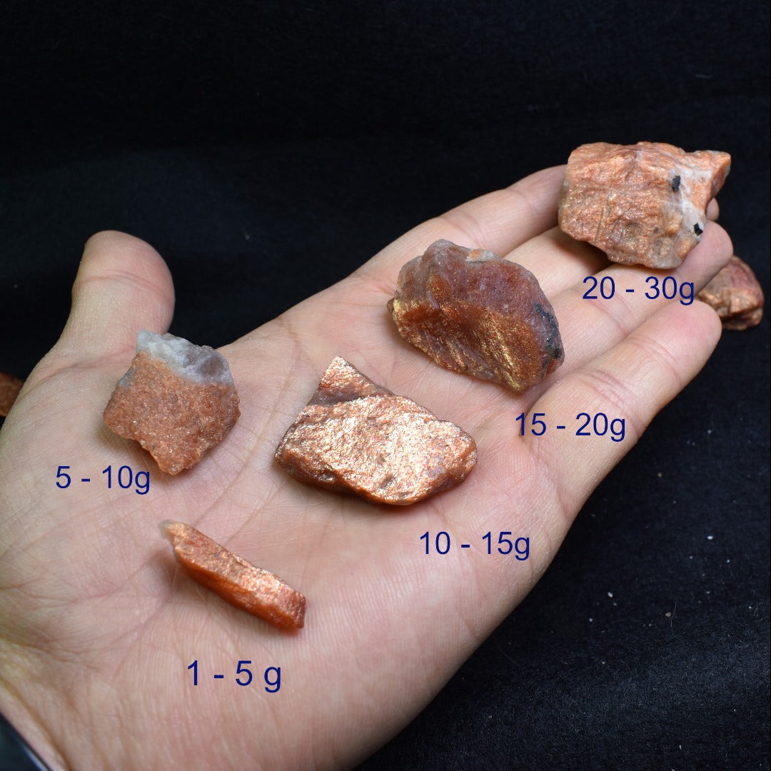 Top Grade Raw Sunstone Heliolite Crystal Nuggets from India - 5 Options - 1 Count