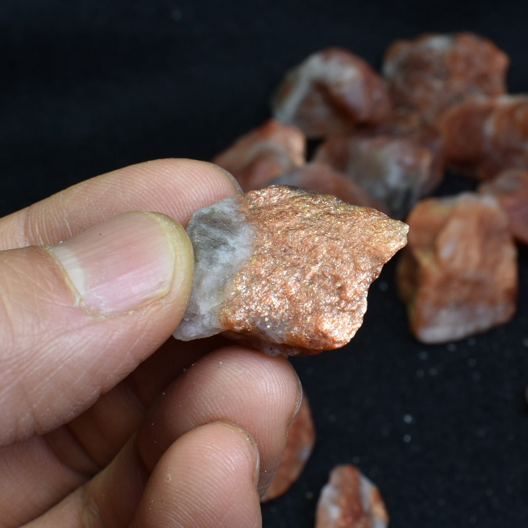 Top Grade Raw Sunstone Heliolite Crystal Nuggets from India - 5 Options - 1 Count