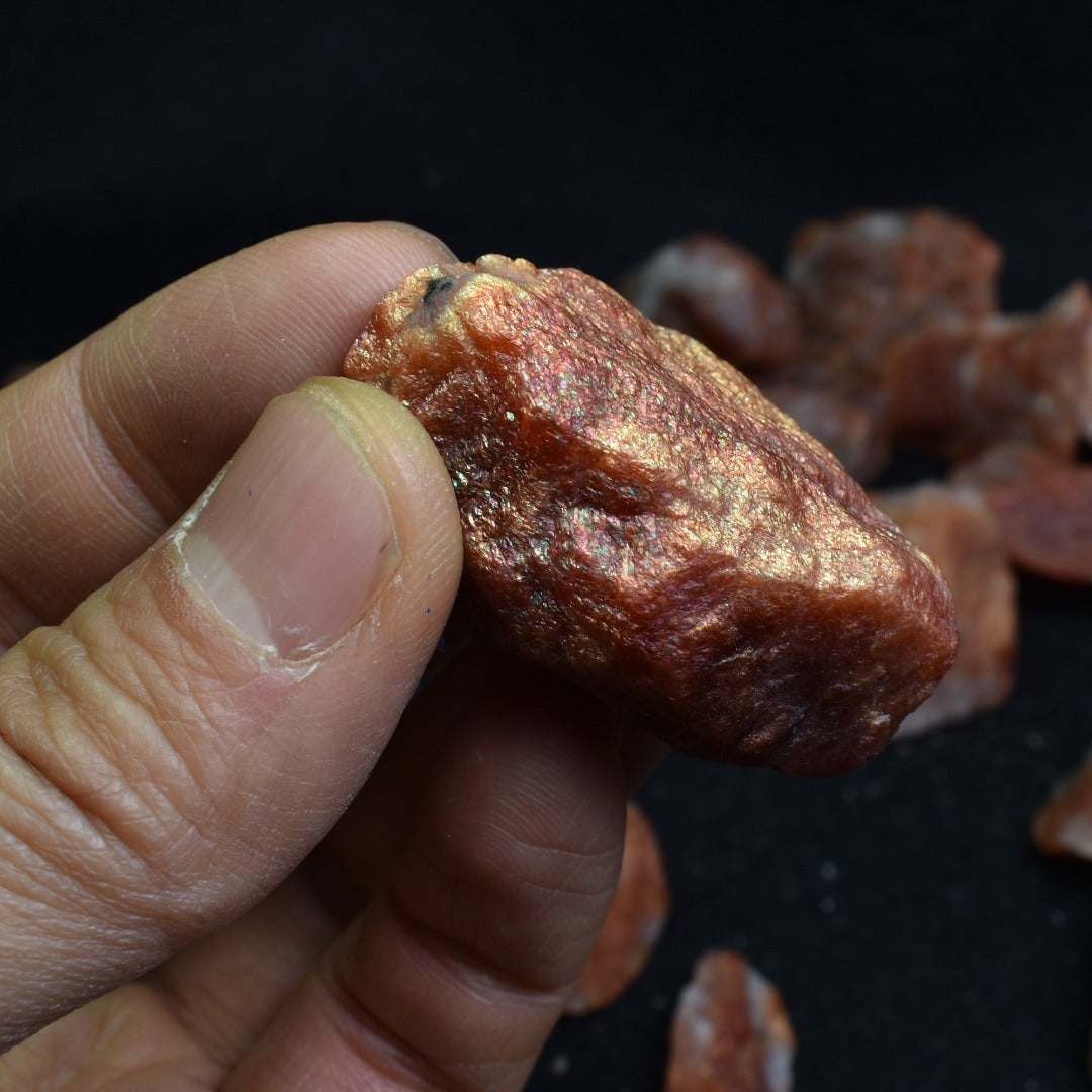 Top Grade Raw Sunstone Heliolite Crystal Nuggets from India - 5 Options - 1 Count