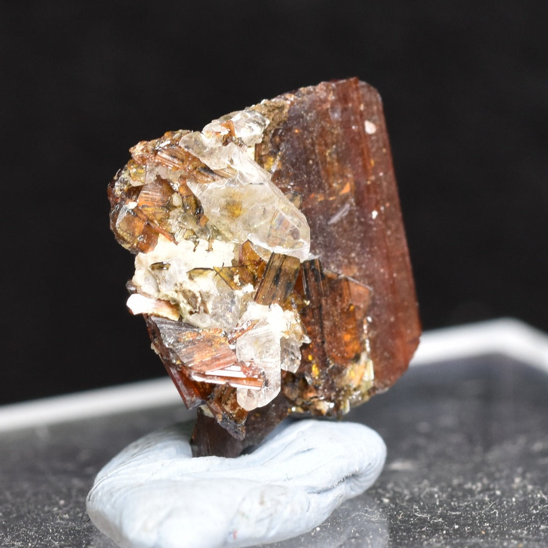 Red Brookite Crystal Specimen with Quartz RARE from Pakistan - 3ct, 0.51grams - 1.2cm