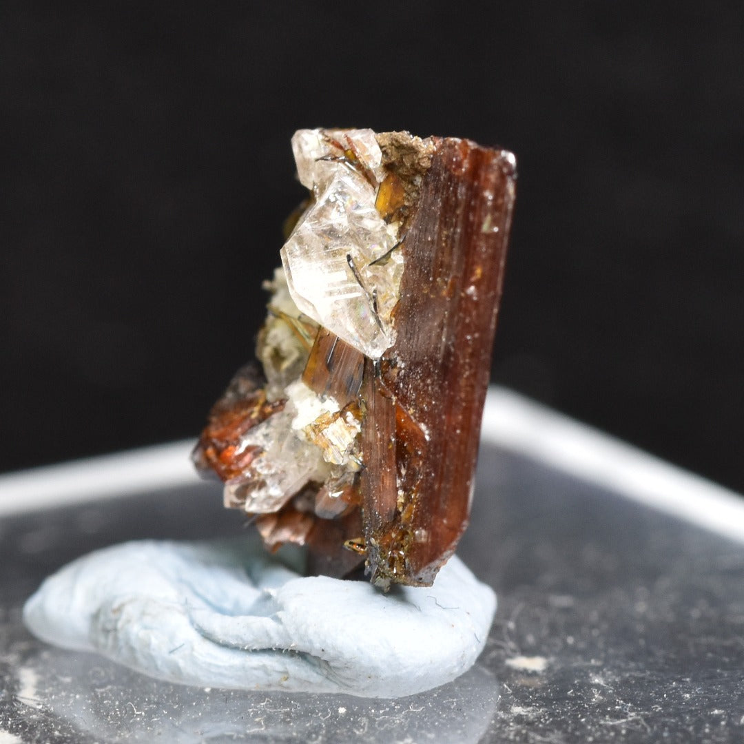 Red Brookite Crystal Specimen with Quartz RARE from Pakistan - 3ct, 0.51grams - 1.2cm
