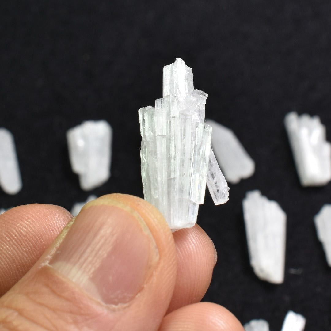 Natural Scolecite Mini Spray, Synergy 12, Raw Crystal Specimen with Apophyllite from India - 1 Count