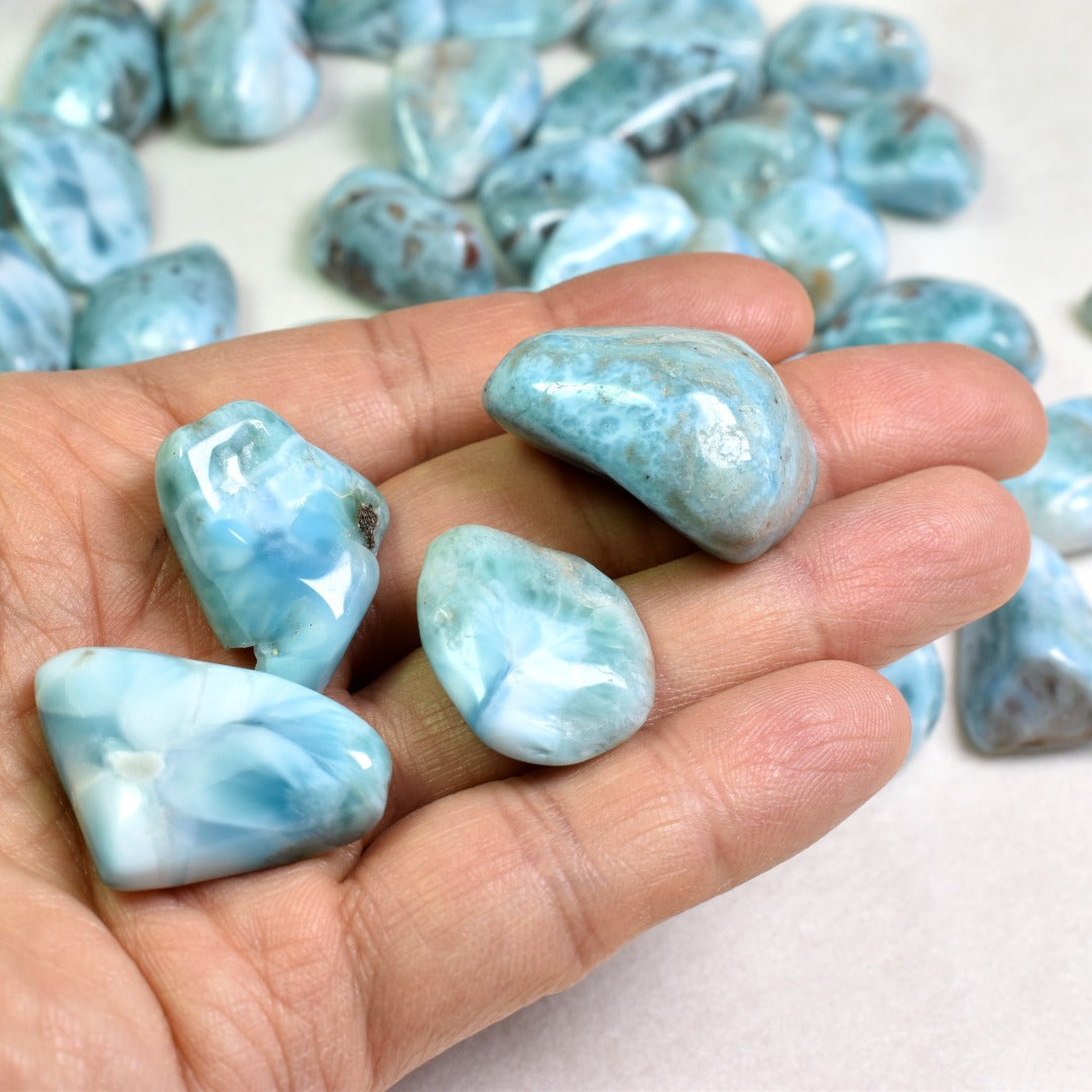 Larimar AA Dolphin Stone Tumbled Stones from Dominican Republic -1 Count