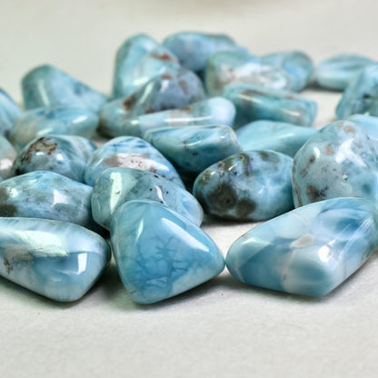 Larimar AA Dolphin Stone Tumbled Stones from Dominican Republic -1 Count