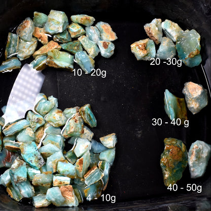 Peruvian Blue Opal Raw Rough, Andean Opal, Crystal Specimen AA Grade - 5 Options