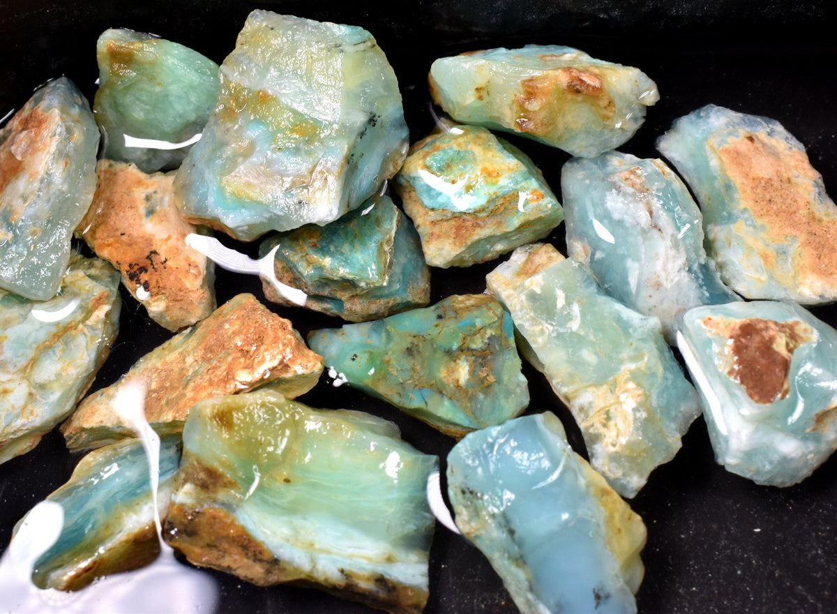 Peruvian Blue Opal Raw Rough, Andean Opal, Crystal Specimen AA Grade - 5 Options