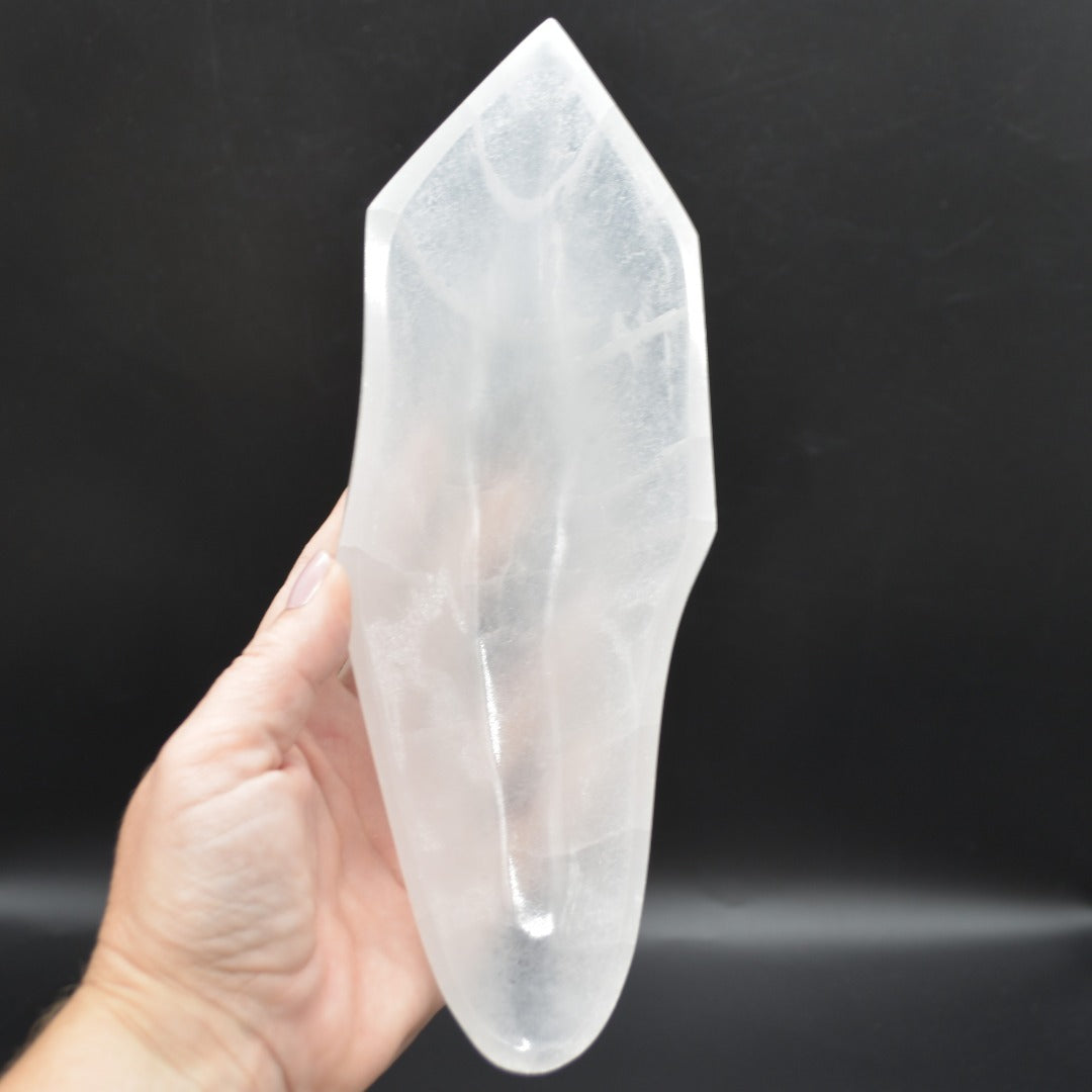 Large Selenite Irregular Leaf / Boat Shaped Crystal Charging Bowl - 23cm - 25cm - 1 Count