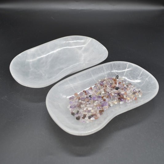 Large Selenite Irregular Freeform Oval Shaped Crystal Charging Bowl - 22cm - 23cm - 1 Count