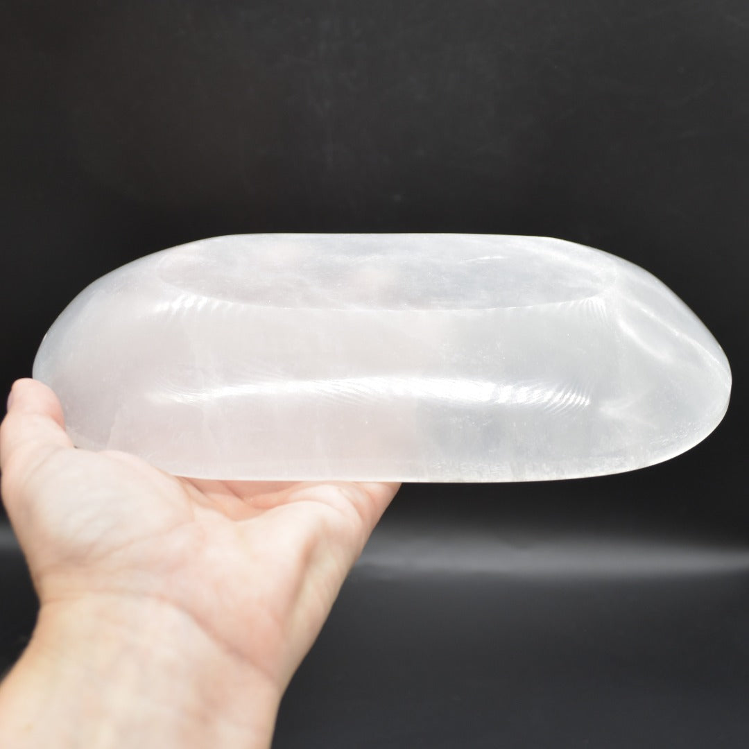 Large Selenite Irregular Freeform Oval Shaped Crystal Charging Bowl - 22cm - 23cm - 1 Count