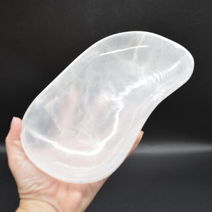 Large Selenite Irregular Freeform Oval Shaped Crystal Charging Bowl - 22cm - 23cm - 1 Count