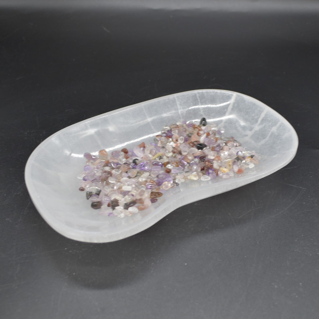 Large Selenite Irregular Freeform Oval Shaped Crystal Charging Bowl - 22cm - 23cm - 1 Count