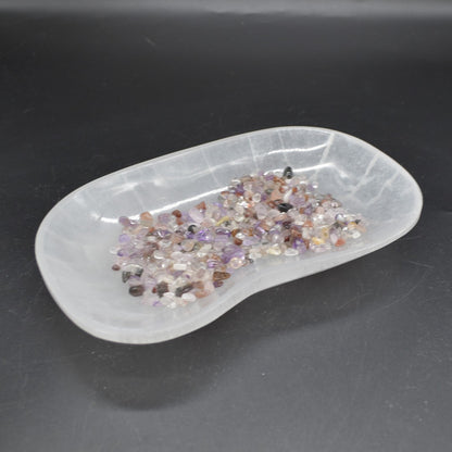 Large Selenite Irregular Freeform Oval Shaped Crystal Charging Bowl - 22cm - 23cm - 1 Count