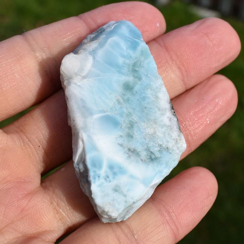 Larimar Dolphin Stone Freeform Raw Slab Slice - 32 grams - #038