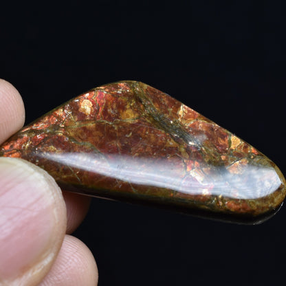 Canadian Natural Ammolite, Ammonite Freeform Polished Cabochon Specimen - 4cm x 1.9cm - 5.2 grams