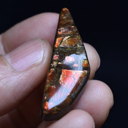 Canadian Natural Ammolite, Ammonite Freeform Polished Cabochon Specimen - 4.1cm x 1.2cm - 6.7 grams