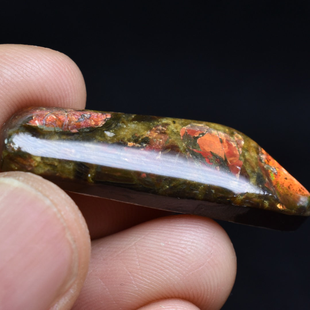 Canadian Natural Ammolite, Ammonite Freeform Polished Cabochon Specimen - 3.7cm x 1.7cm - 5.2 grams
