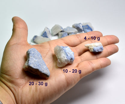 Natural Dumortierite on Quartz Raw Crystal Nuggets from Brazil - 3 Sizes